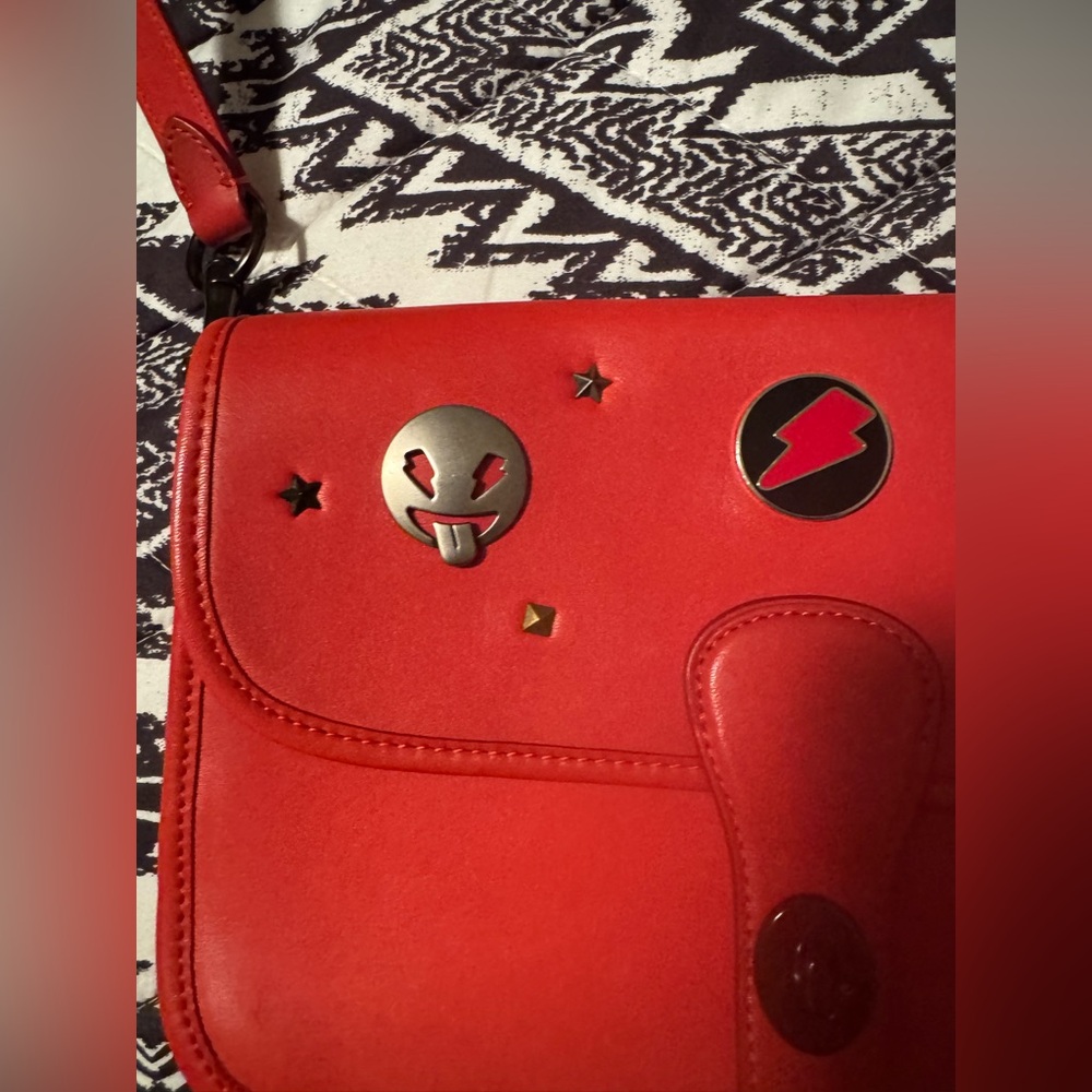 Coach Customized Red Leather Crossbody Bag - Picture 3 of 12